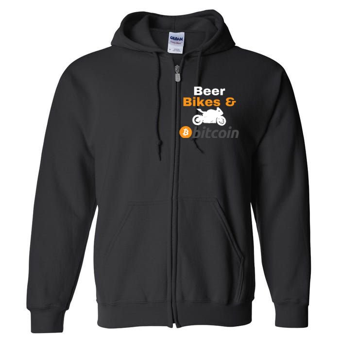 Beer Bikes Bitcoin, Vintage Bitcoin Logo, Bitcoin Crypto, Bitcoin Blockchain Full Zip Hoodie