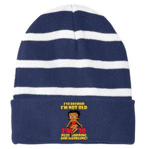 Black Betty Birthday Boop Motivational Striped Beanie with Solid Band