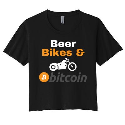 Beer Bikes Bitcoin, Vintage Bitcoin Logo, Bitcoin Blockchain, Bitcoin Crypto Women's Crop Top Tee