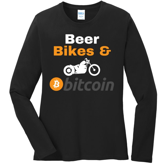 Beer Bikes Bitcoin, Vintage Bitcoin Logo, Bitcoin Blockchain, Bitcoin Crypto Ladies Long Sleeve Shirt