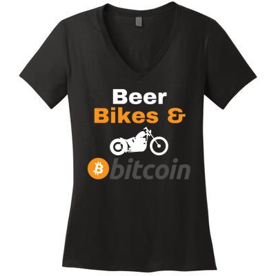 Beer Bikes Bitcoin, Vintage Bitcoin Logo, Bitcoin Blockchain, Bitcoin Crypto Women's V-Neck T-Shirt