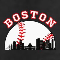 Boston Baseball Boston MA Cityscape BOS Skyline  7 Panel Mesh Trucker Snapback Hat