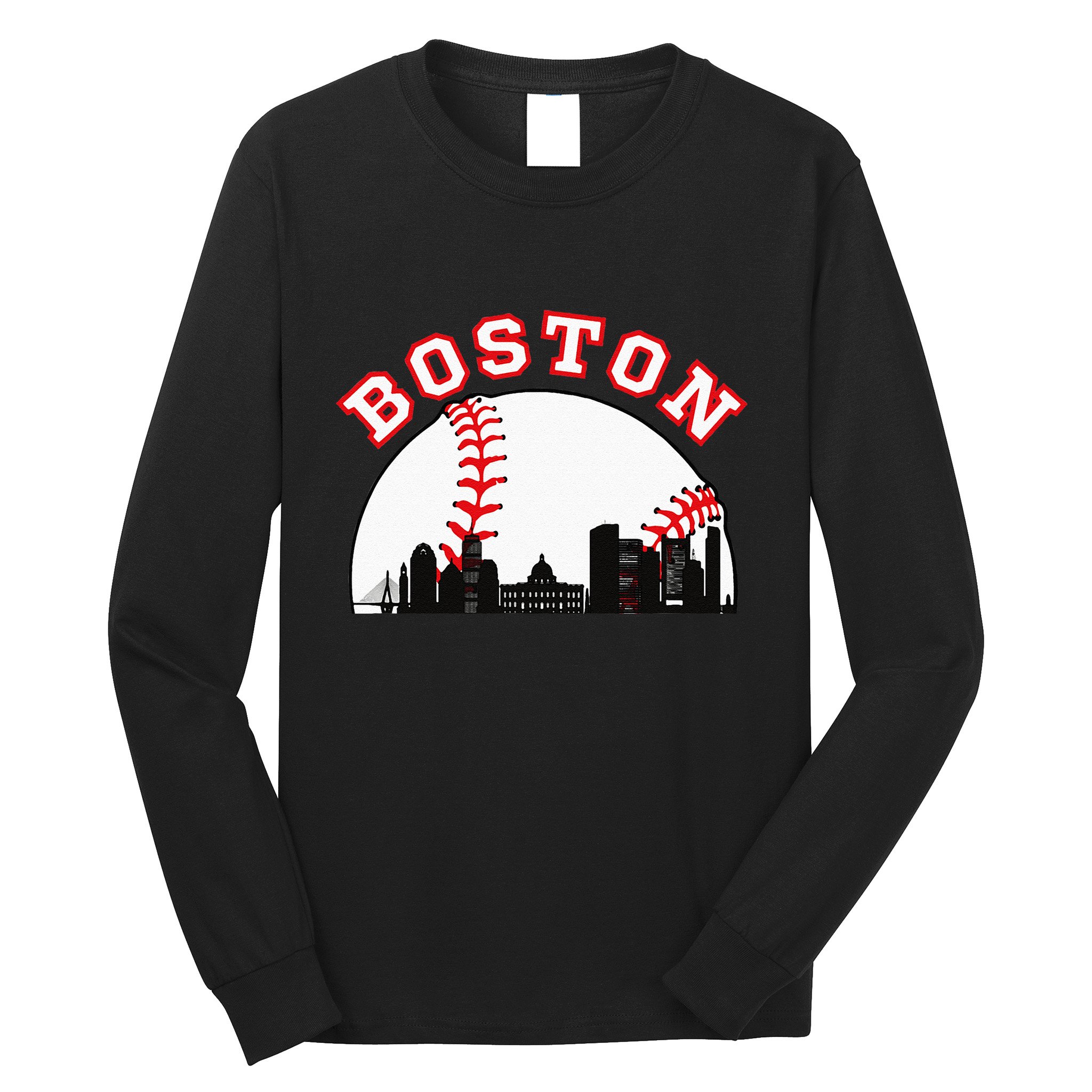 Boston Baseball Boston MA Cityscape BOS Skyline  Long Sleeve Shirt