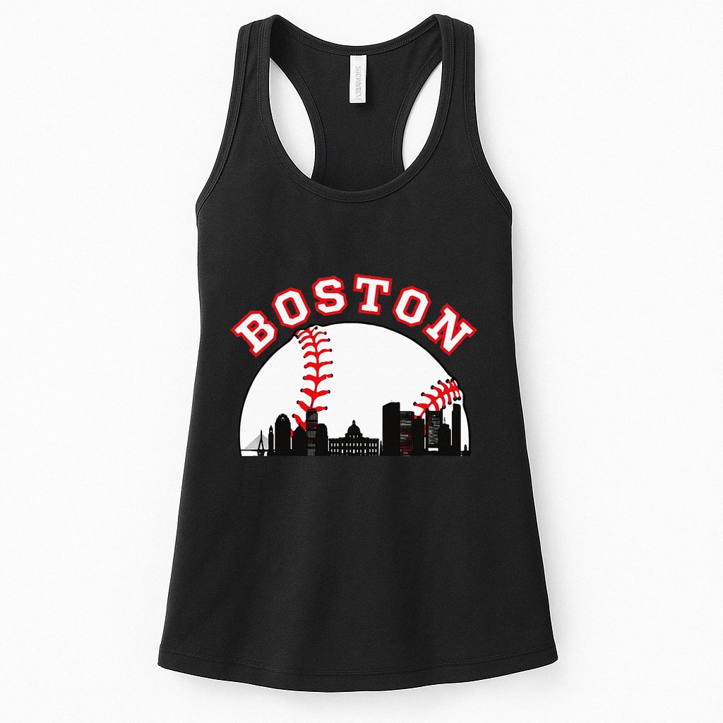 Boston Baseball Boston MA Cityscape BOS Skyline  Womens Tank Top