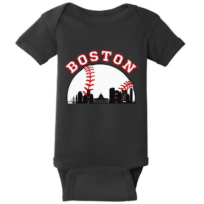 Boston Baseball Boston MA Cityscape BOS Skyline  Baby Bodysuit