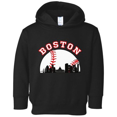 Boston Baseball Boston MA Cityscape BOS Skyline  Toddler Hoodie