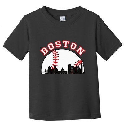 Boston Baseball Boston MA Cityscape BOS Skyline  Toddler T-Shirt