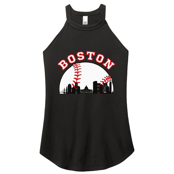 Boston Baseball Boston MA Cityscape BOS Skyline  Women's Perfect Tri Rocker Tank
