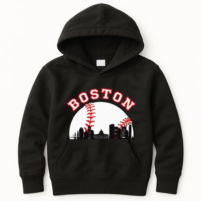Boston Baseball Boston MA Cityscape BOS Skyline  Kids Hoodie