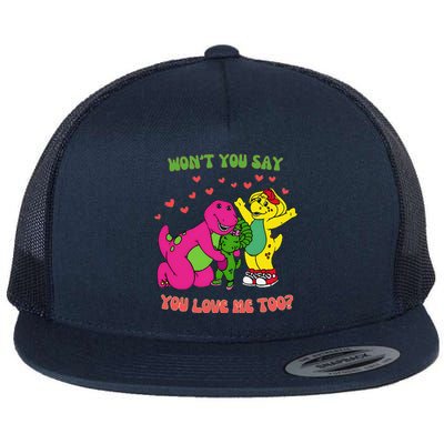 Barney Baby Bop And Bj WonT You Say You Love Me Too Flat Bill Trucker Hat