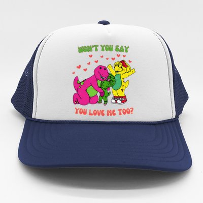 Barney Baby Bop And Bj WonT You Say You Love Me Too Trucker Hat