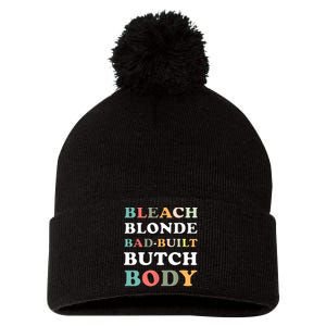 Bleach Blonde Bad Built Butch Body Pom Pom 12in Knit Beanie