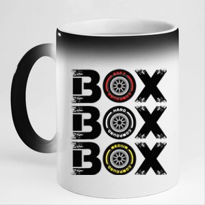 Box Box Box F1 Tyre Compound V2 Design Car Lover 11oz Black Color Changing Mug