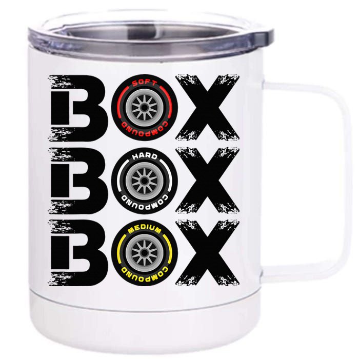 Box Box Box F1 Tyre Compound V2 Design Car Lover 12 oz Stainless Steel Tumbler Cup