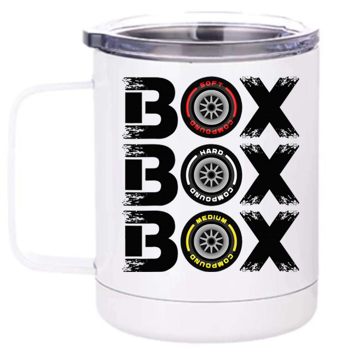 Box Box Box F1 Tyre Compound V2 Design Car Lover 12 oz Stainless Steel Tumbler Cup