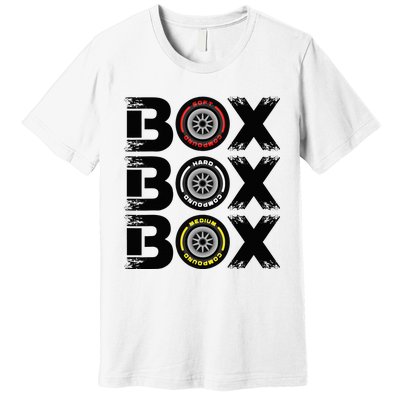 Box Box Box F1 Tyre Compound V2 Design Car Lover Premium T-Shirt