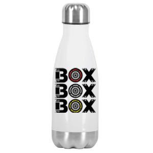 Box Box Box F1 Tyre Compound V2 Design Car Lover Stainless Steel Insulated Water Bottle