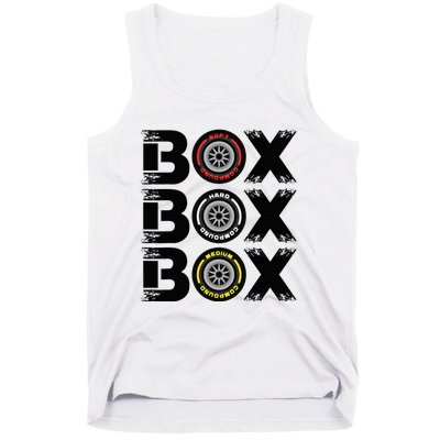 Box Box Box F1 Tyre Compound V2 Design Car Lover Tank Top