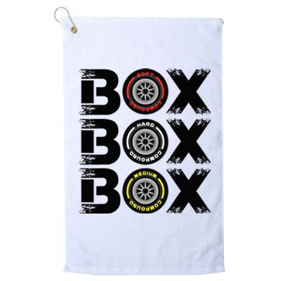 Box Box Box F1 Tyre Compound V2 Design Car Lover Platinum Collection Golf Towel