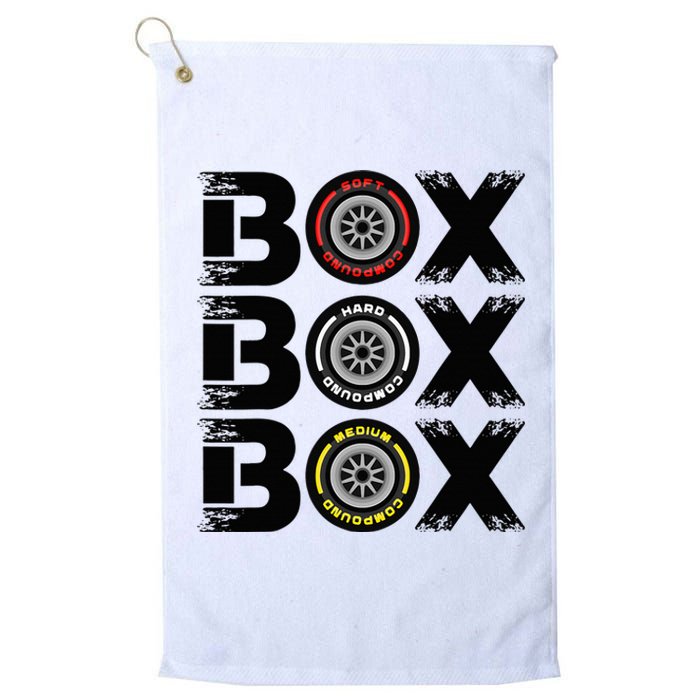 Box Box Box F1 Tyre Compound V2 Design Car Lover Platinum Collection Golf Towel