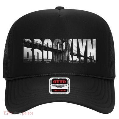 Brooklyn Brooklyn Bridge Nyc Cityscape High Crown Mesh Back Trucker Hat