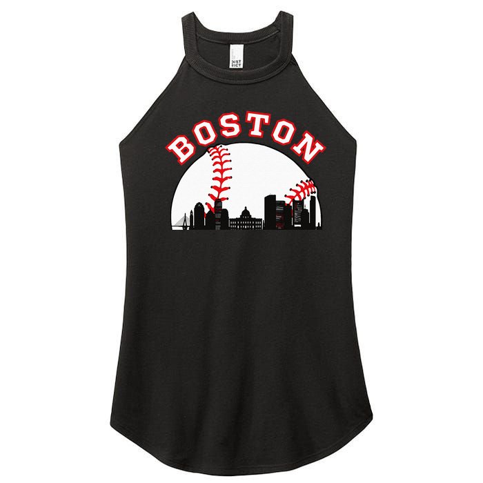 Boston Baseball Boston MA Cityscape BOS Skyline Women’s Perfect Tri Rocker Tank