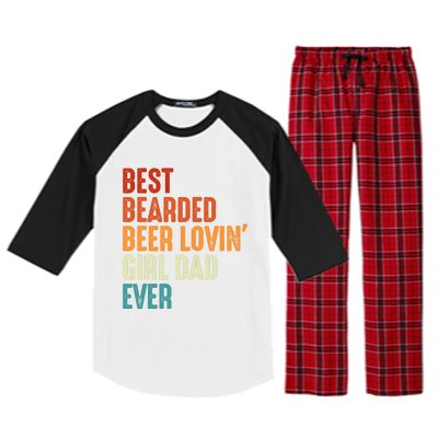 Best Bearded Beer Loving Girl Dad Ever Retro Funny Father Raglan Sleeve Pajama Set