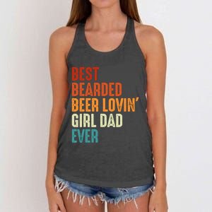 Best Bearded Beer Loving Girl Dad Ever Retro Funny Father Women's Knotted Racerback Tank