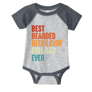 Best Bearded Beer Loving Girl Dad Ever Retro Funny Father Infant Baby Jersey Bodysuit