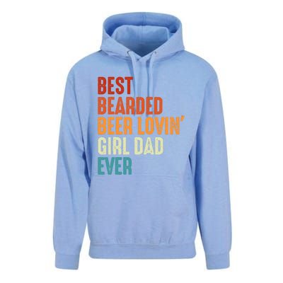 Best Bearded Beer Loving Girl Dad Ever Retro Funny Father Unisex Surf Hoodie