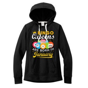 Bingo Birthday Bingo Queens Are Born in January Women's Fleece Hoodie