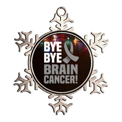 Bye Bye Brain Cancer Survivor Gray Awareness Ribbon Cute Gift Metallic Star Ornament