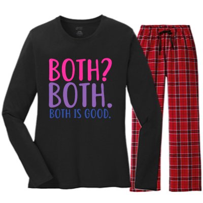 Both? Both. Both Is Good Funny Bisexual Pride Women's Long Sleeve Flannel Pajama Set 