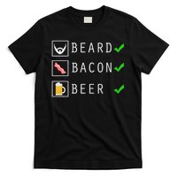 Beard Bacon Beer Funny Checklist Design T-Shirt