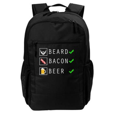 Beard Bacon Beer Funny Checklist Design Daily Commute Backpack