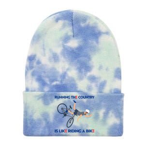 Biden Bike Bicycle Running The Country Is Like Riding A Bike Tie Dye 12in Knit Beanie