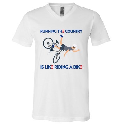 Biden Bike Bicycle Running The Country Is Like Riding A Bike V-Neck T-Shirt