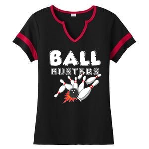 Bowling Ball Busters Ladies Halftime Notch Neck Tee