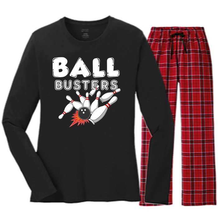 Bowling Ball Busters Women's Long Sleeve Flannel Pajama Set 