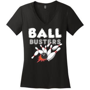 Bowling Ball Busters Women's V-Neck T-Shirt