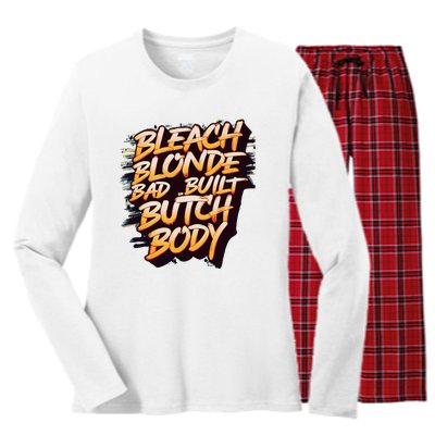 Bleach Blonde Bad Build Butch Body Women's Long Sleeve Flannel Pajama Set 