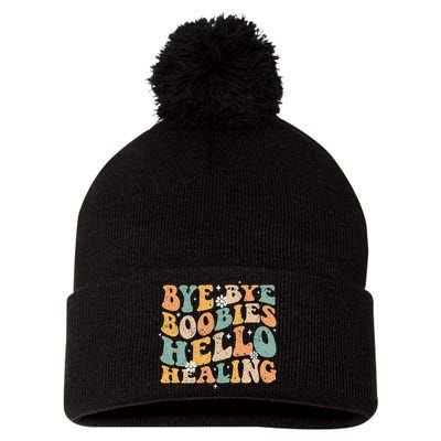 Bye Bye Boobies Hello Healing Pom Pom 12in Knit Beanie