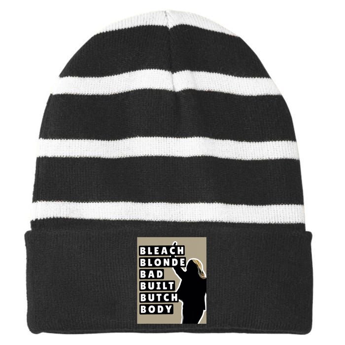 Bleach Blonde Bad Built Butch Body Striped Beanie with Solid Band