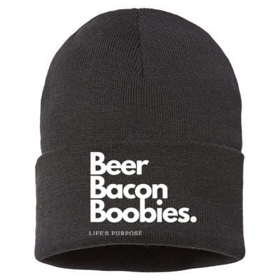 Beer Bacon Boobies Premium Sustainable Knit Beanie