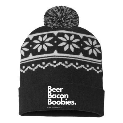 Beer Bacon Boobies Premium USA-Made Snowflake Beanie