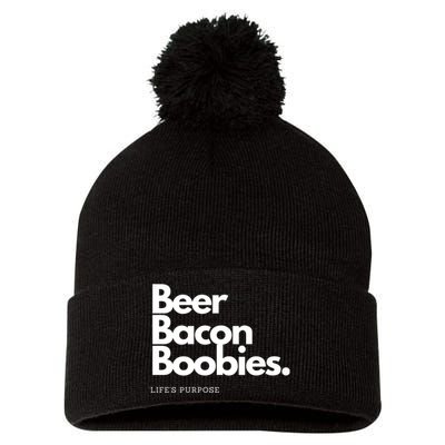 Beer Bacon Boobies Premium Pom Pom 12in Knit Beanie