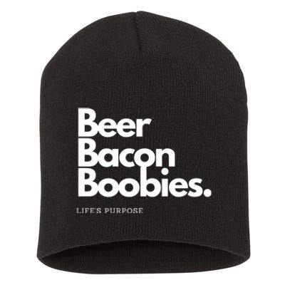 Beer Bacon Boobies Premium Short Acrylic Beanie