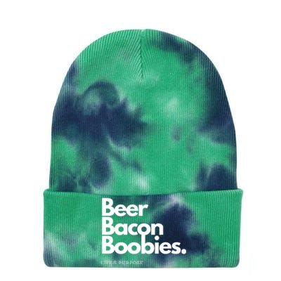 Beer Bacon Boobies Premium Tie Dye 12in Knit Beanie