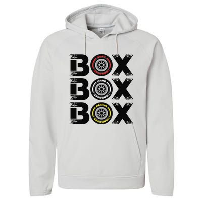 Box Box Box F1 Tyre Compound V2 Design Car Lover Performance Fleece Hoodie