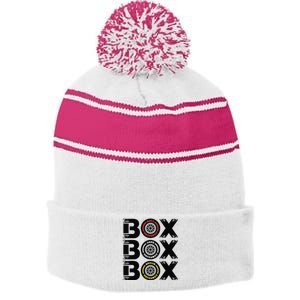 Box Box Box F1 Tyre Compound V2 Design Car Lover Stripe Pom Pom Beanie